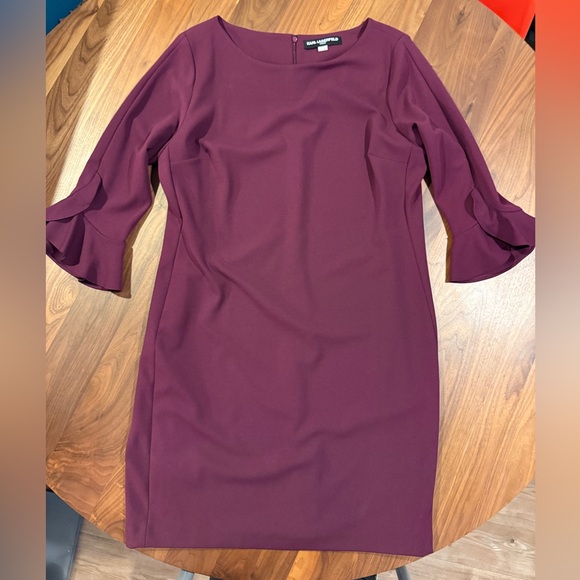 Karl Lagerfeld Purple Ruffle Sleeve Dress - Picture 1 of 3